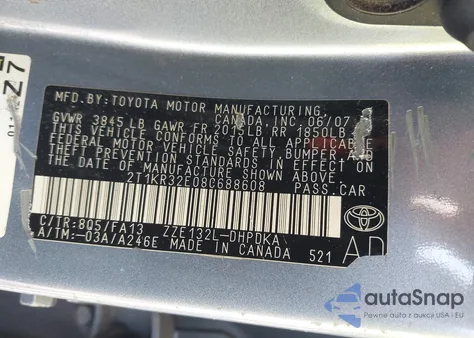 2008 Toyota Matrix Xr из США, поврежденный, VIN 2T1KR32E08C688608